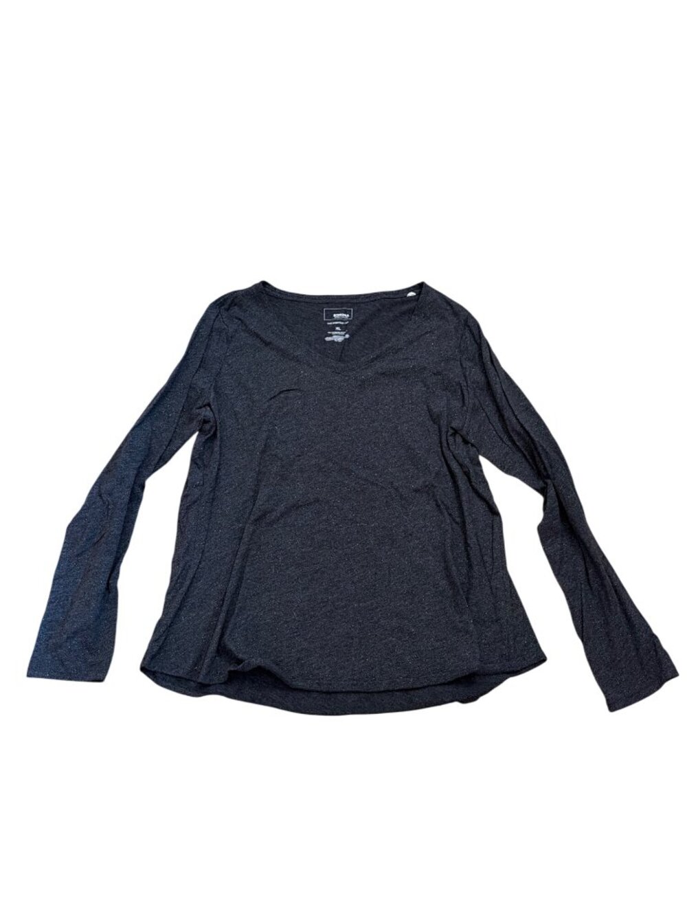 Sonoma Goods For Life Everyday Tee Top Womens XL Dark Gray Sparkle V-Neck